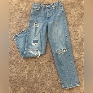 Forever 21 Blue Distressed Straight Leg Jeans